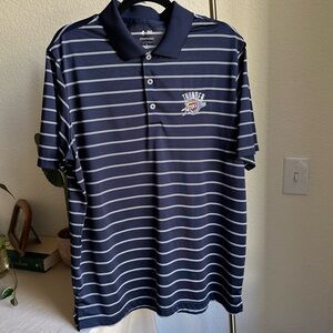 Adidas OKC Thunder Striped Navy Polo